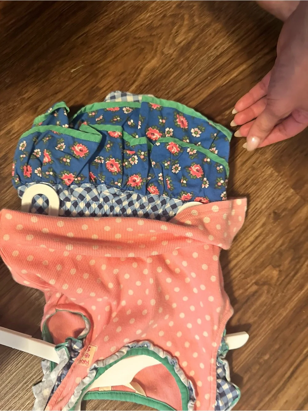 Matilda Jane Pink Polka Dot Sleeveless Top with Blue Trim